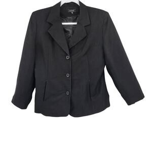 KOOKAï Women's Size 42 (US) 10 Black Blazer Jacket Three Buttons Notched Lapels